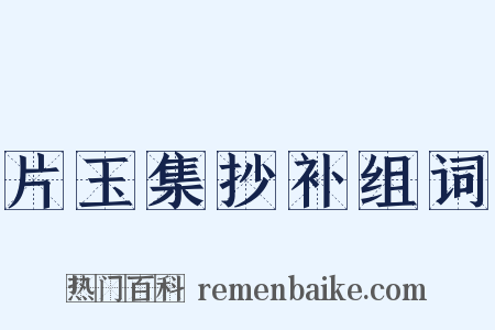 片玉集抄补组词是什么意思的图片